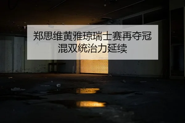 郑思维黄雅琼瑞士赛再夺冠 混双统治力延续